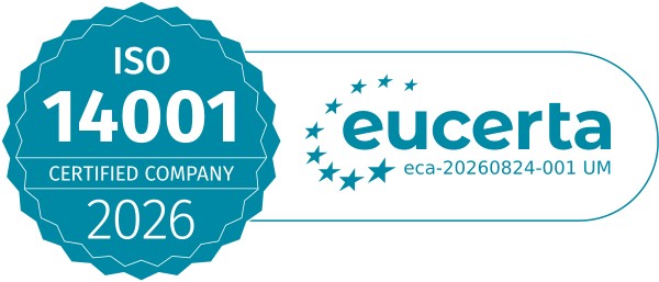 Signet ISO 14001, ausgestellt von eucerta, Registernummer eca-20260824-001 UM