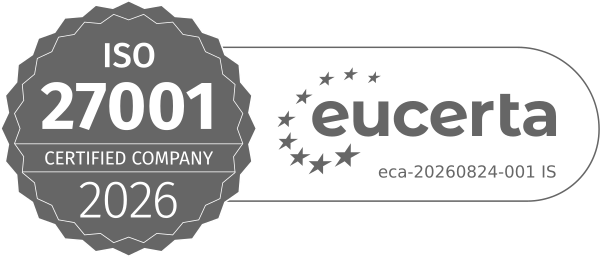 Signet ISO/IEC 27001, ausgestellt von eucerta, Registernummer eca-20260824-001 IS